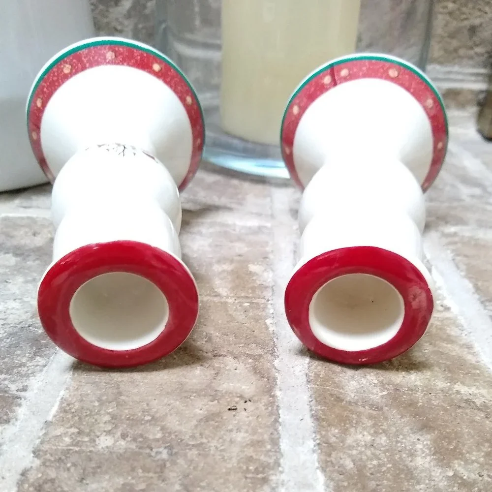 ROYAL SEASONS Candlesticks Stoneware Snowman Candle Tapers Holder - Picture 4 of 6